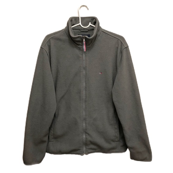 Tommy Hilfiger Men’s Full Zip Fleece Jacket Mock Neck Charcoal Gray Size M - Picture 1 of 5